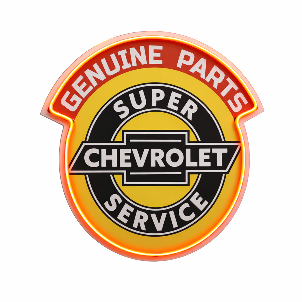 Chevrolet Genuine Parts Super Service LED Sign Vintage Garage Wall Decor