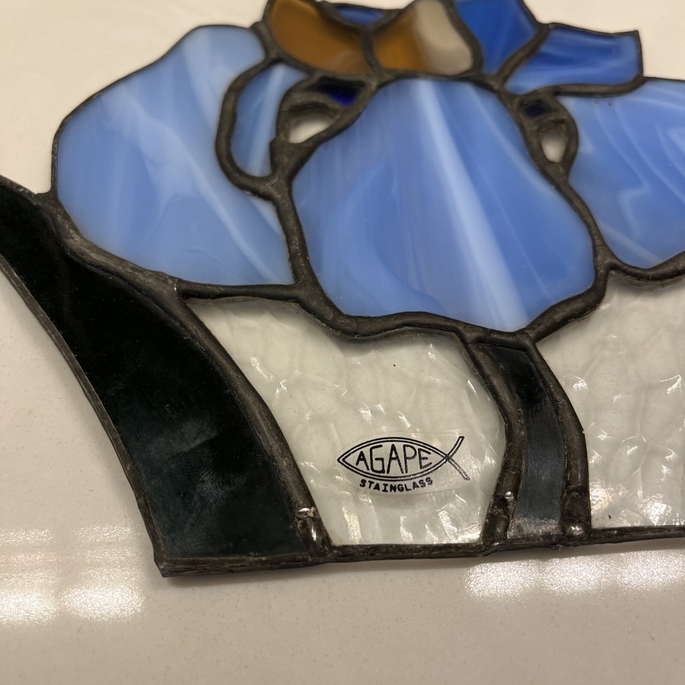 Agape Stainglass Blue Flower