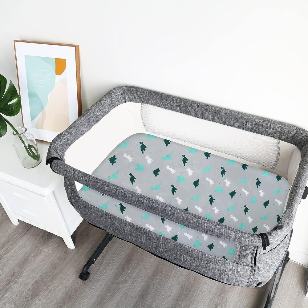 4-Pack Bassinet Fitted Sheets Universal Fit Rectangle/Oval/Hourglass Gray White