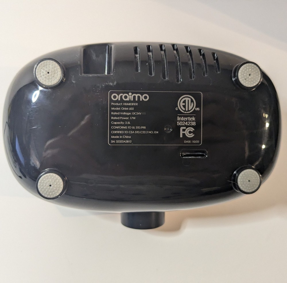 Oraimo Ultrasonic Humidifier, Warm & Cool Mist, Model OHM- U02, High Efficiency