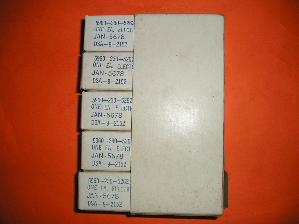SLEEVE OF 5 NOS TUNG SOL JAN 5678 SUB MINIATURE VACUUM TUBES, SAME DATE CODES