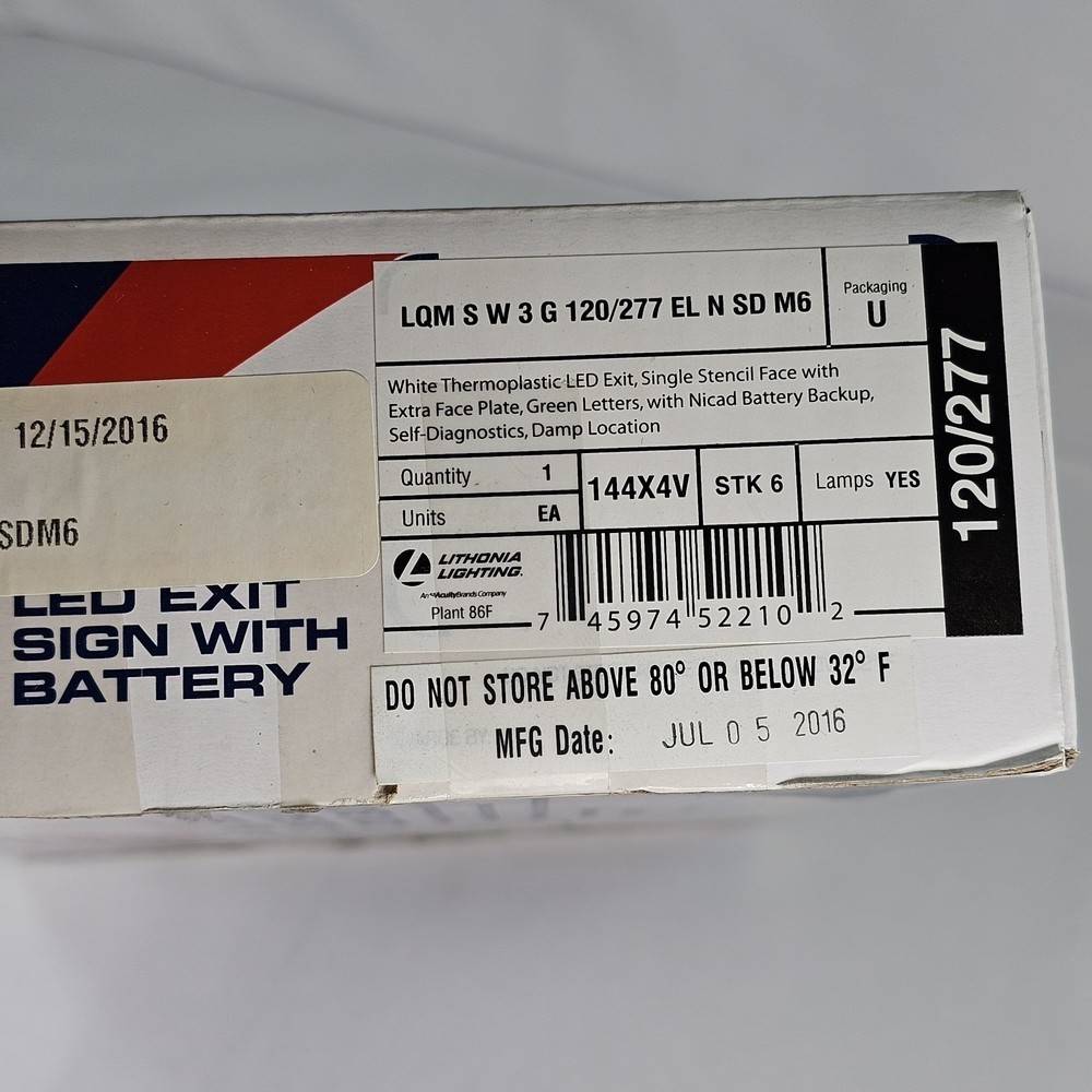 New Lithonia Lighting LED Emergency Exit Light Sign
