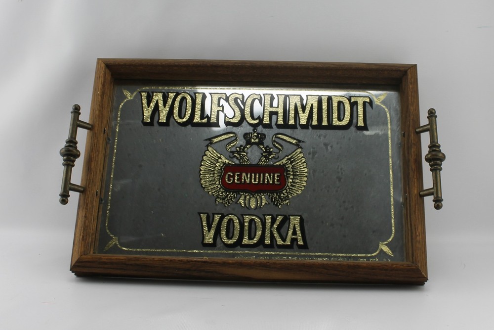 Vintage Genuine Wolfschmidt Vodka Advertisement Mirror 15" X 9.5"