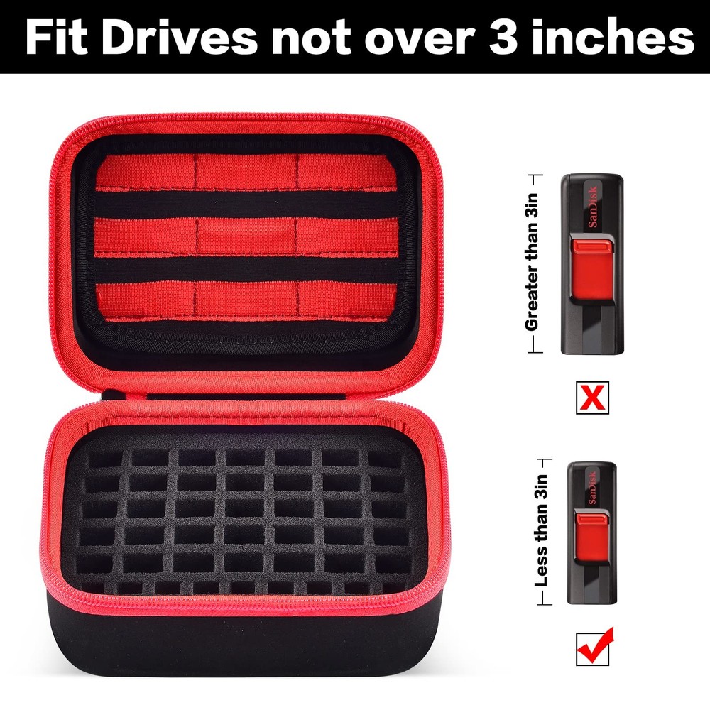 USB Flash Drive Case, Thumb Drive, Memory Card SD SDXC SDHC Large, Red