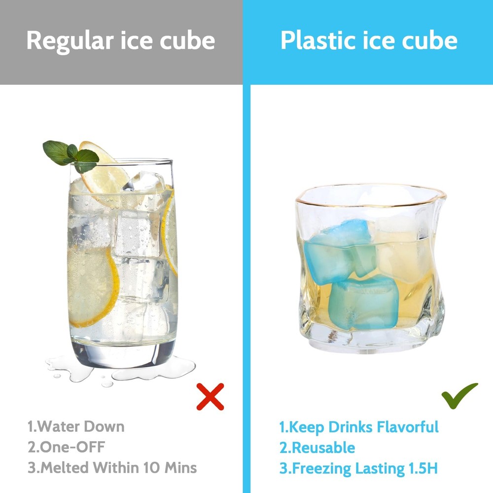 360 Pack Reusable Ice Cubes Refreezable Plastic Ice Cubes Without Diluting Re...
