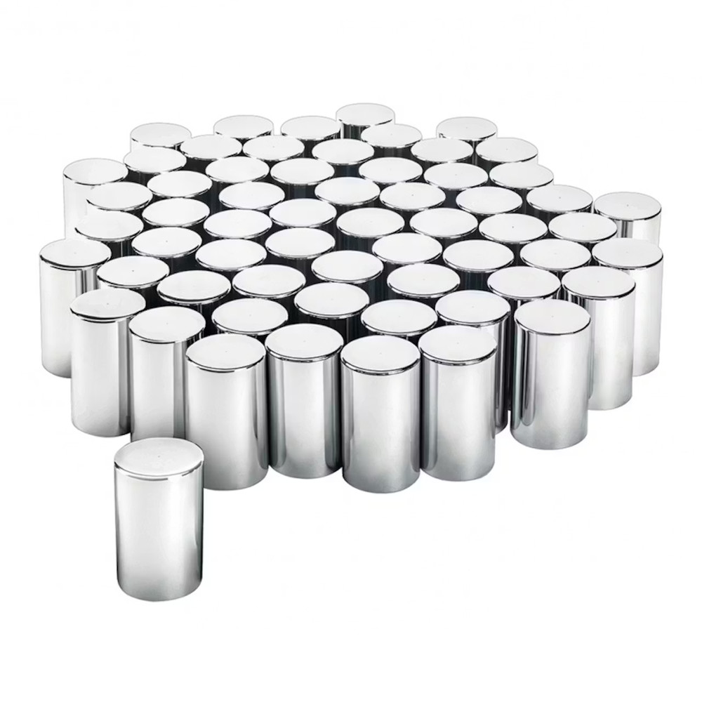 Chrome Plastic 33mm Cylinder Nut Cover 60 Pack