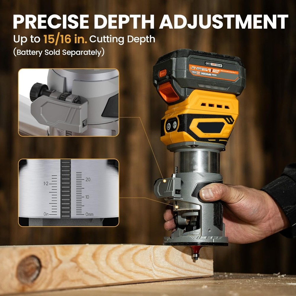 Lightweight Brushless Router with Adjustable Speed & Worklight – Ready to Use