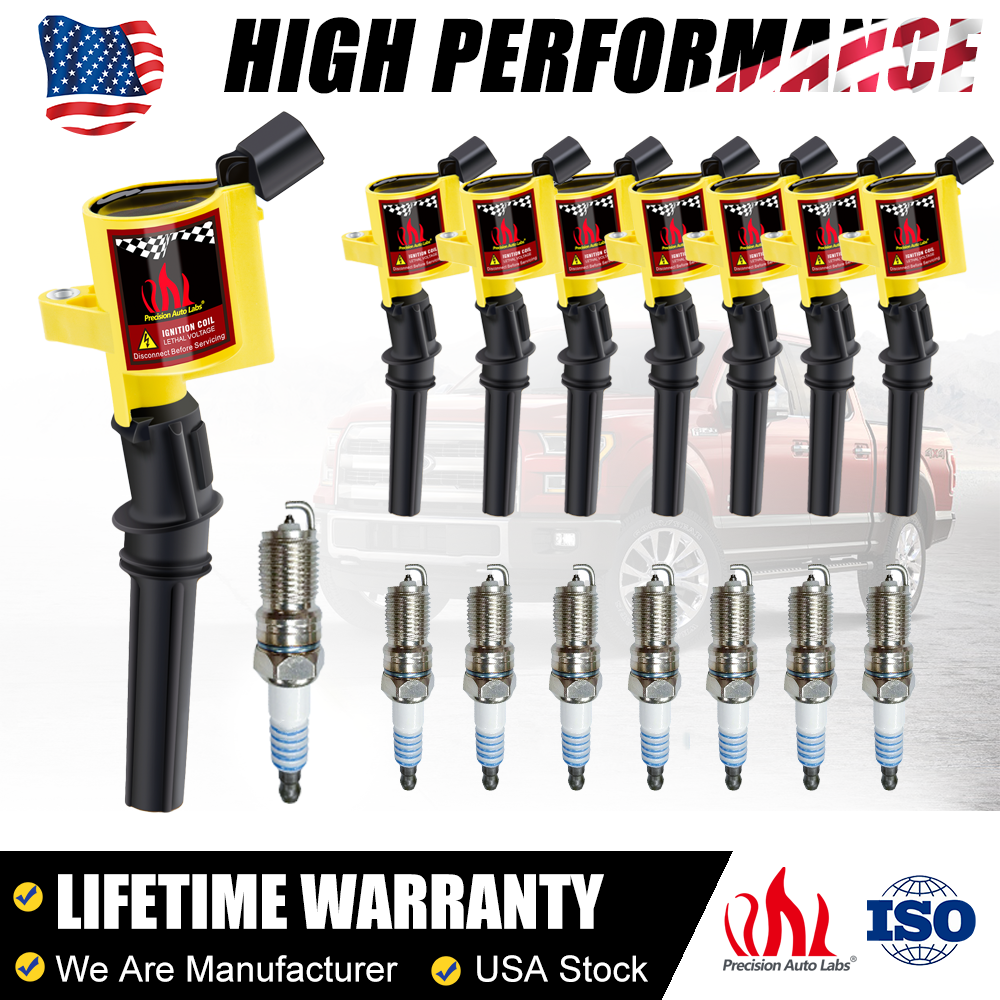 8PCS Ignition Coil Pack and Iridium Spark Plug For Ford F-150 4.6L 5.4L V8 DG508