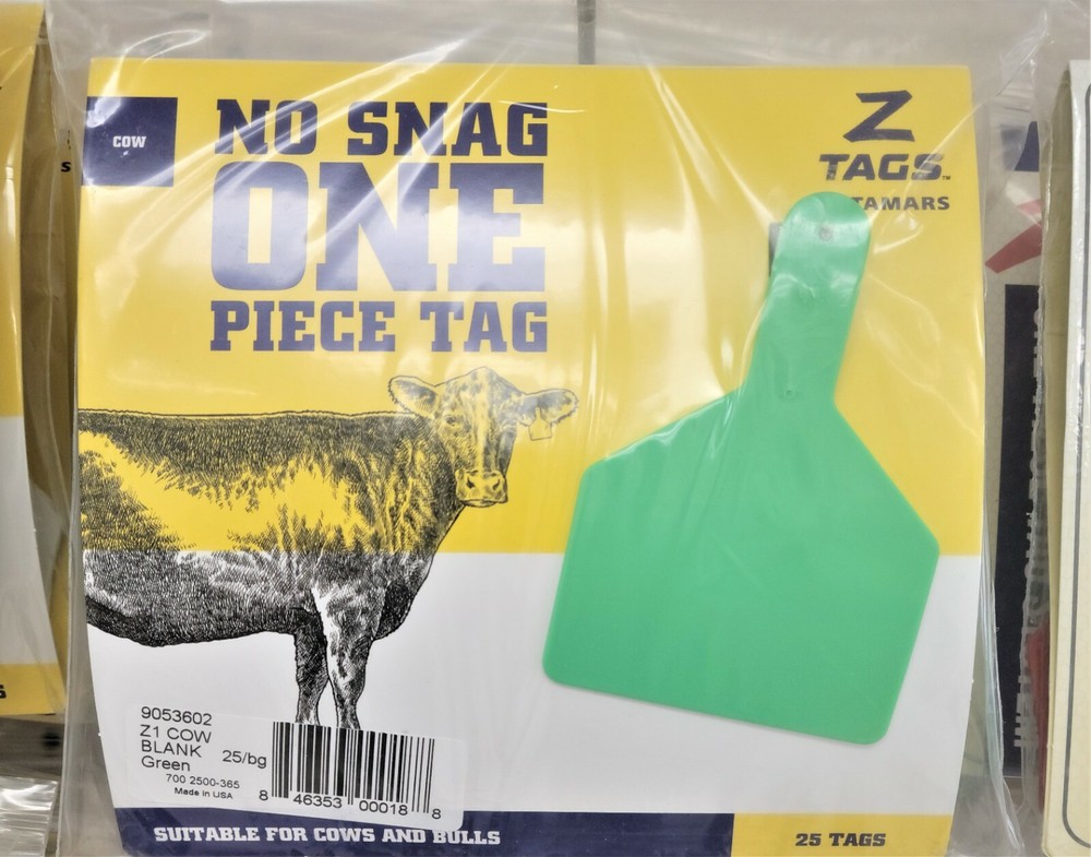 Z Tags Cow Ear Tags Blank Green 25 Count