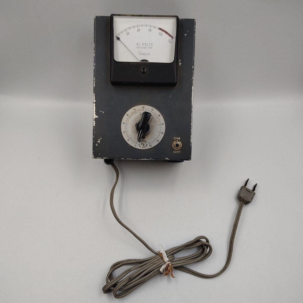 Vintage Simpson Meter + Ohmite VT-02 Variable Transformer Box – Untested