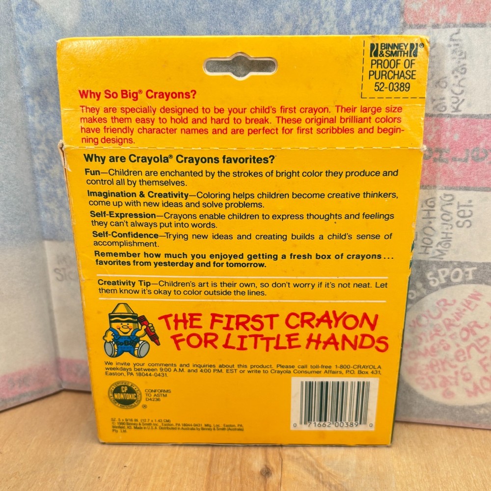 Vintage 1990 Crayola SO BIG Crayons 8 Pack, Retired