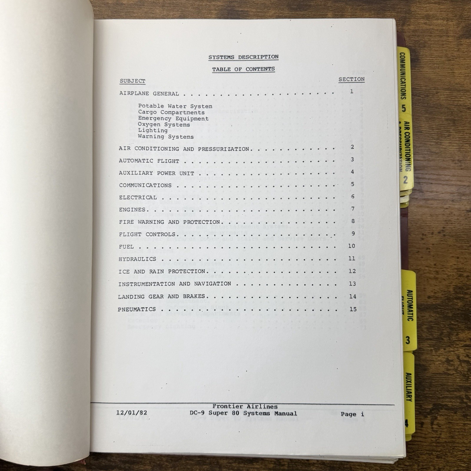 1982 Frontier Airlines DC-9 Super 80 (MD-80) Systems Manual