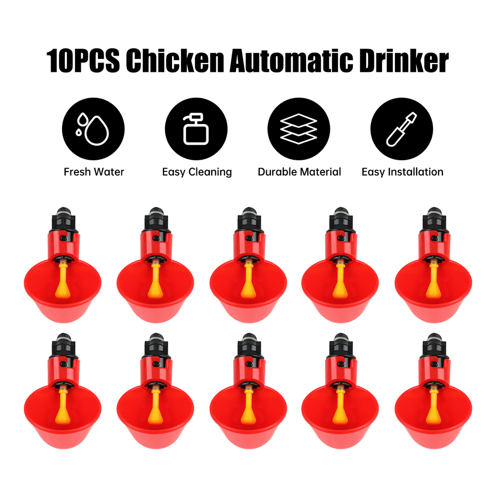 10PCS Poultry Water Drinking Cups Chicken Hen Quail Plastic Automatic Drinker
