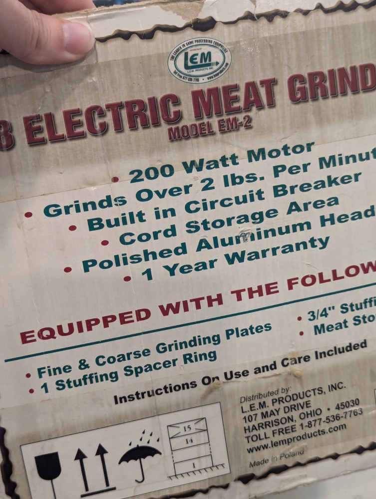 Lem #8 Eletric Meat Grinder Model Em-2 Replacement Part Motor Only Tested Works!
