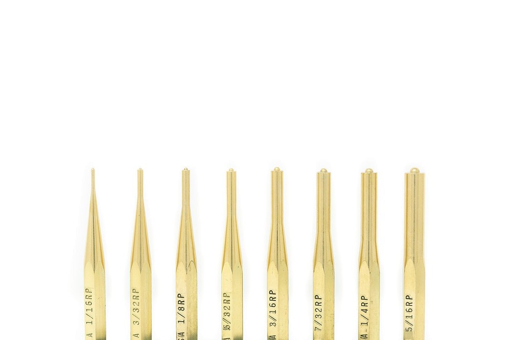GRACE USA BRP-8 - Solid Brass Roll Pin Punch 8PC Precision Set