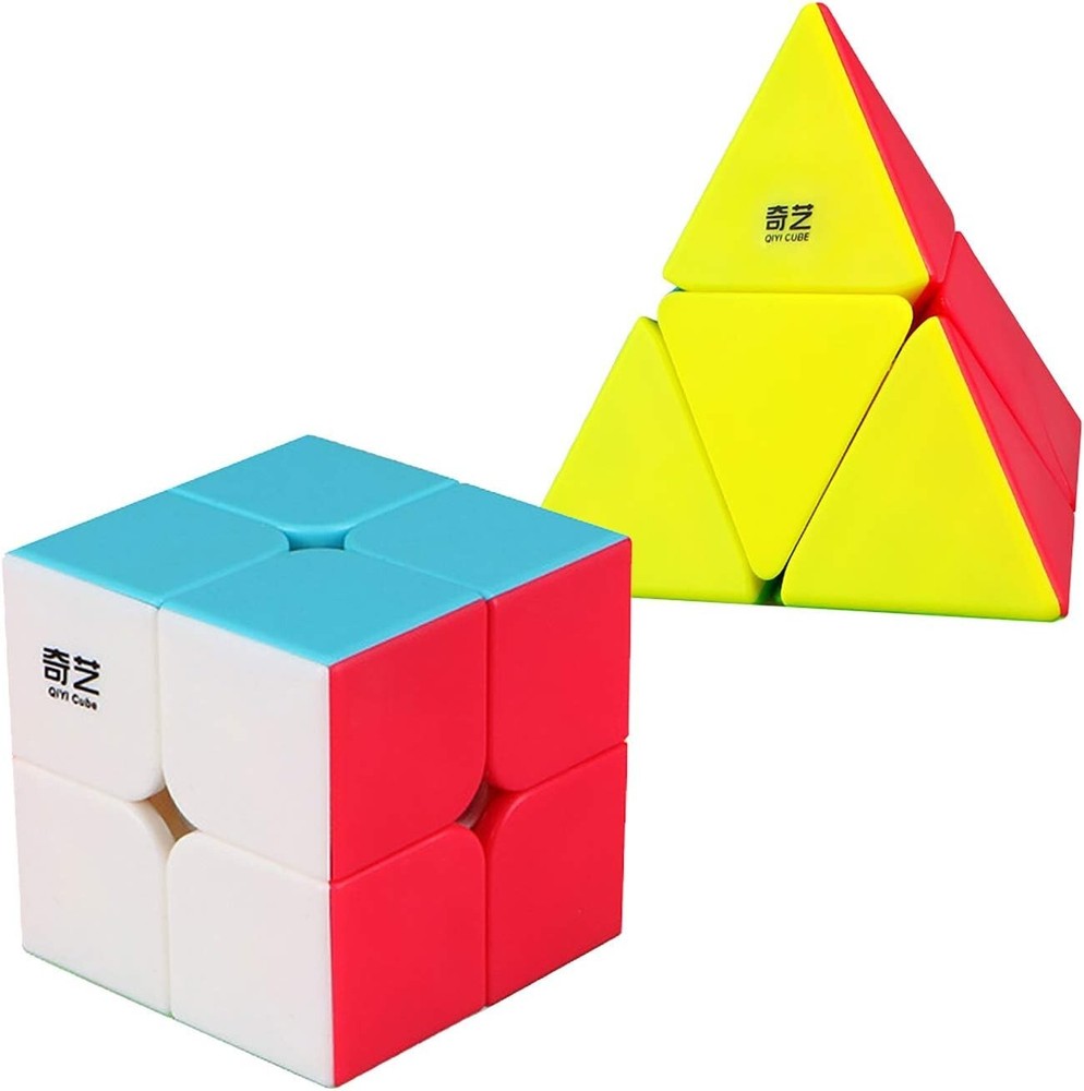 2 Pack  Speed Cube Set   2x2x2 Pyramid  Magic Cube Puzzle Toys Stickerless