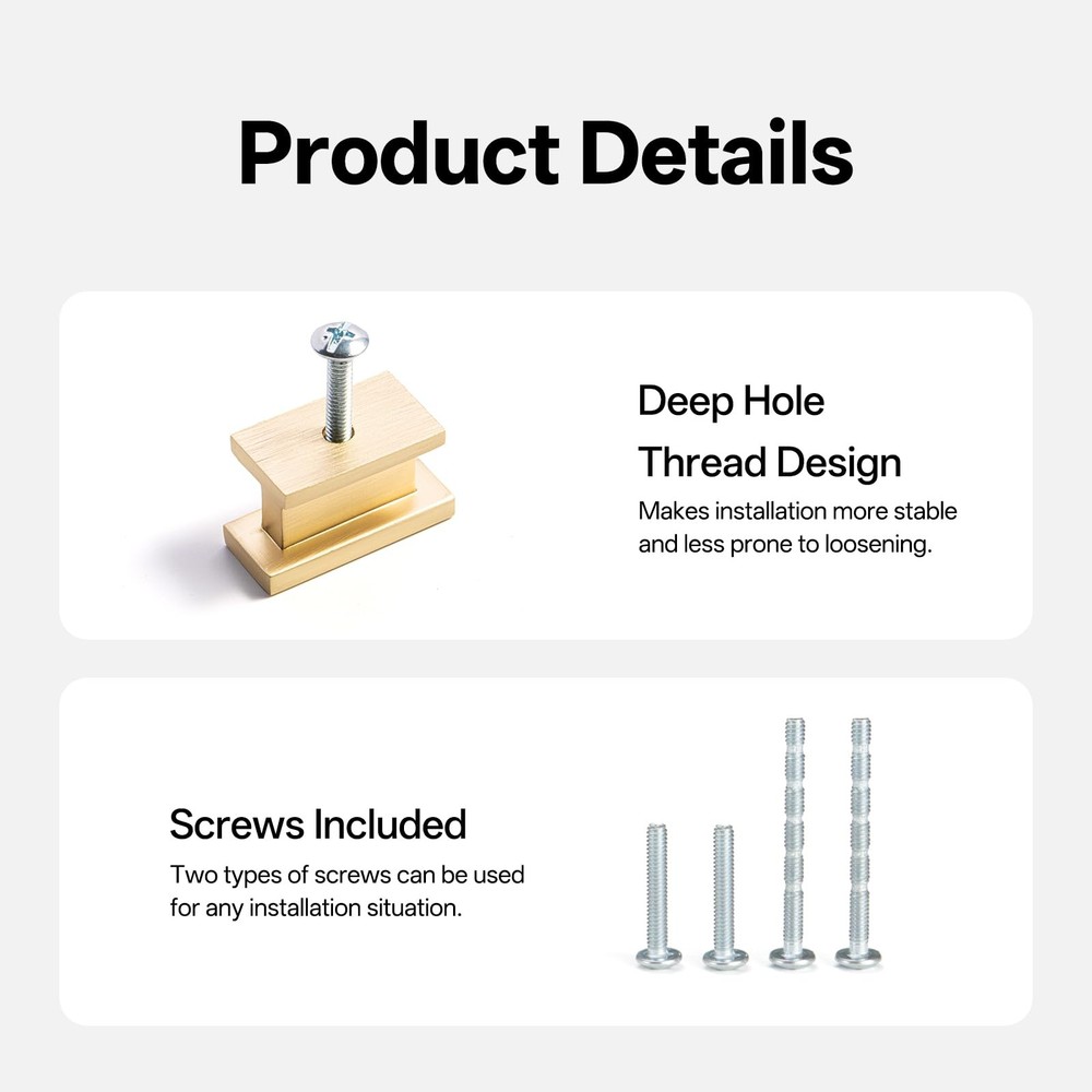 Hardware 10 Pack Square Knobs Gold Cupboard Cabinet Handles Kitchen Drawers P...