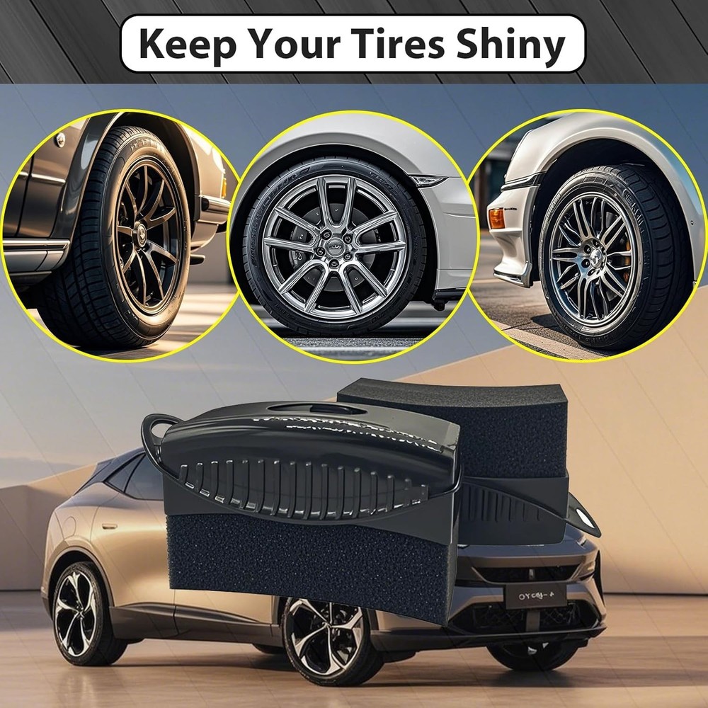 2 Pack Tire Shine Applicator Pads, Reusable Tire Dressing Applicator Sponge, ...