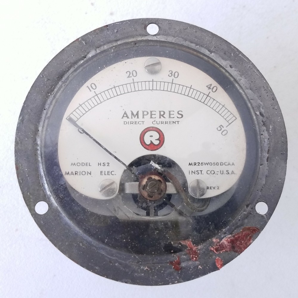 Marion Elec. Instruments Panel Meter Model HS2 Amperes DC Gauge 0-50 HS2 HS2