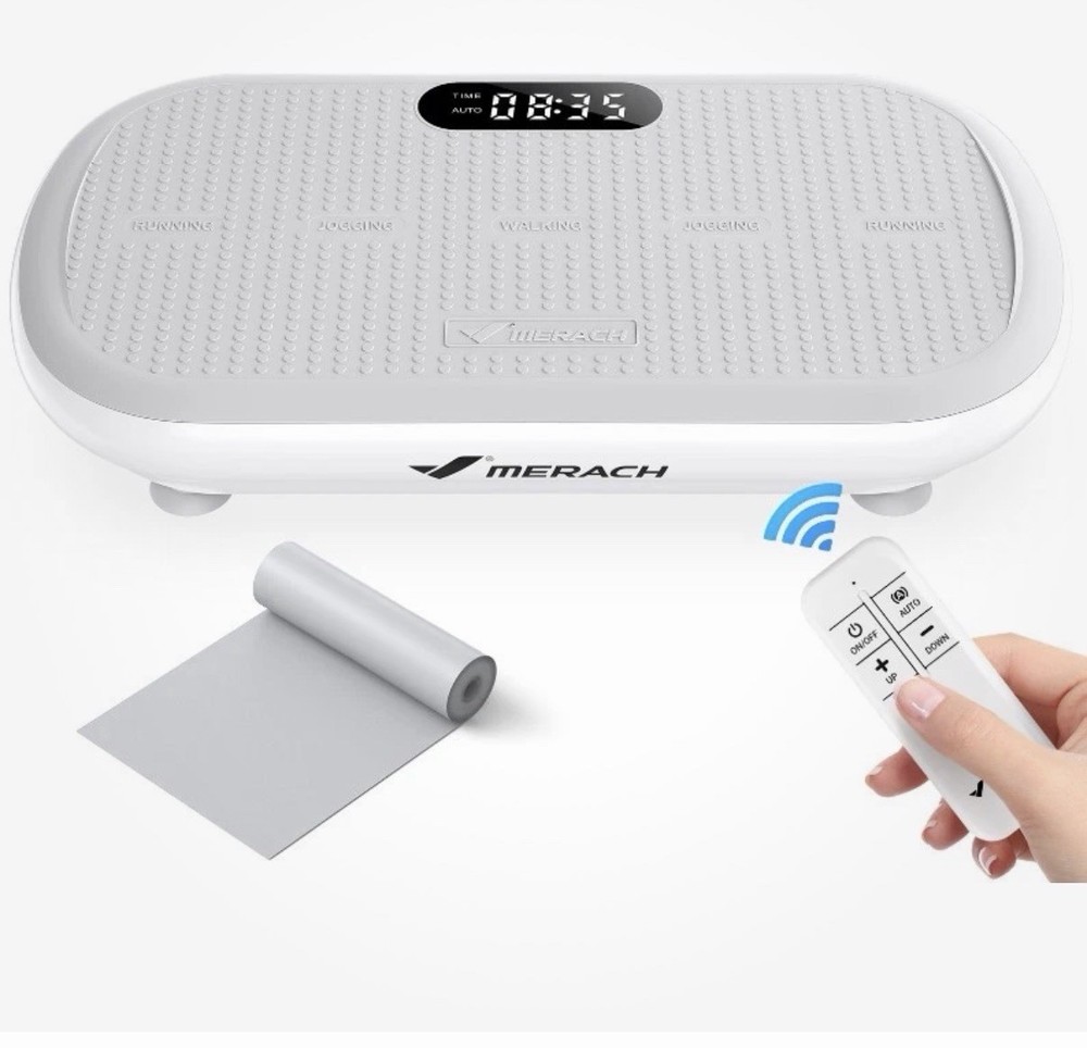Merach Oscillating Vibration Platform White Gray Remote Control Mat 5 Programs
