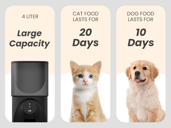 WiFi Automatic Cat Feeder APP Control 4L for Cats & Small Dogs Up to 10 Meals