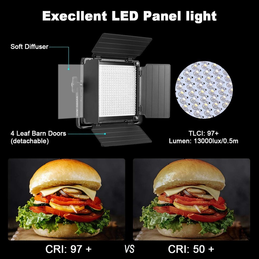 GVM Led Bi-Color Video Lights with APP Function, Variable CCT 2300K-6800K and