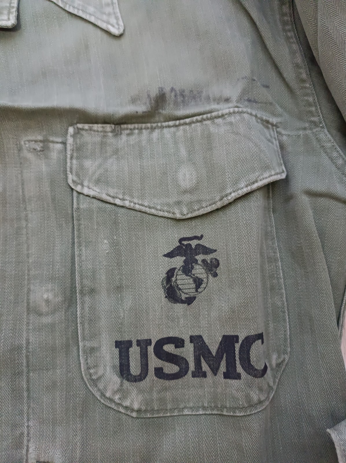 very rare M-1953 P53/P58 USMC HBT utility shirt Marine Corps Vietnam War