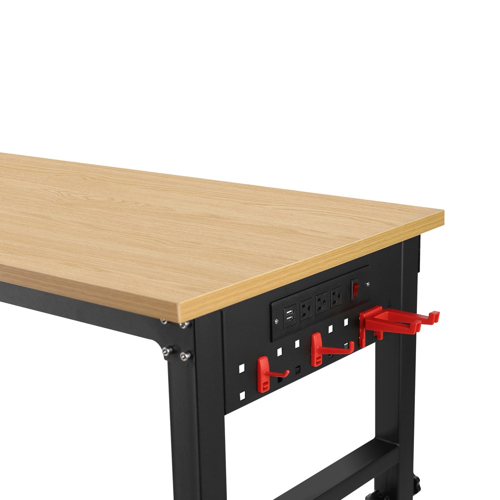 72" ×24'' Adjustable Workbench Rolling Heavy-Duty Worktable with Power Outlet