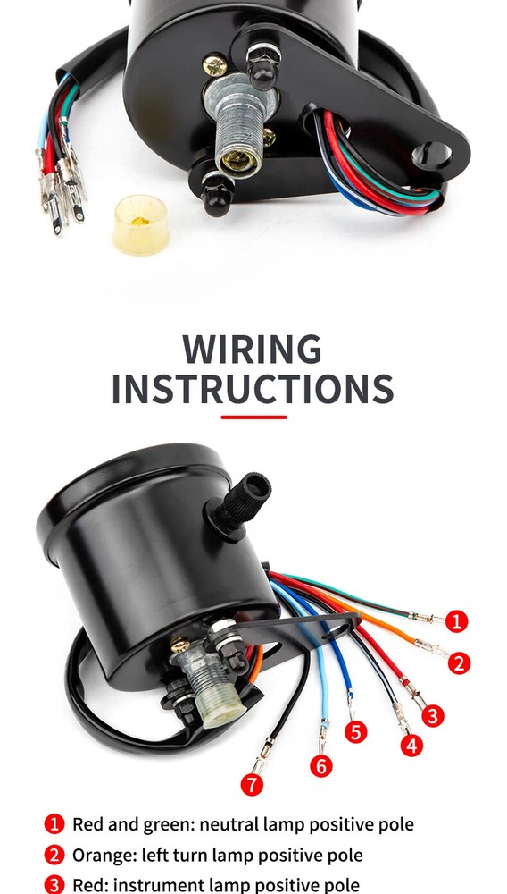 Universal Part Three Light Double Mileage 12V Motorcycle LED Display Speedometer
