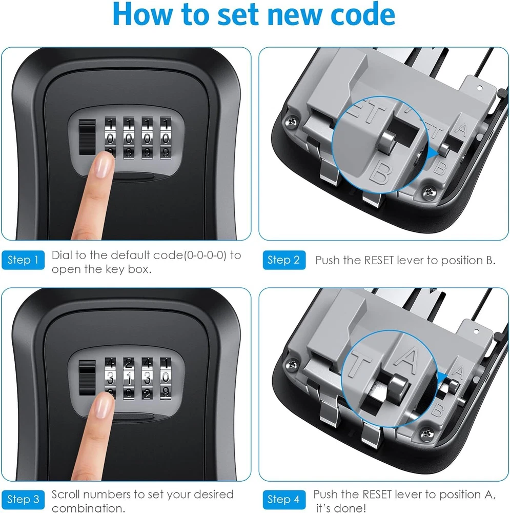 Key Lock Box for Outside-Combination Lockbox for House Key-Portable/Wall Mounted