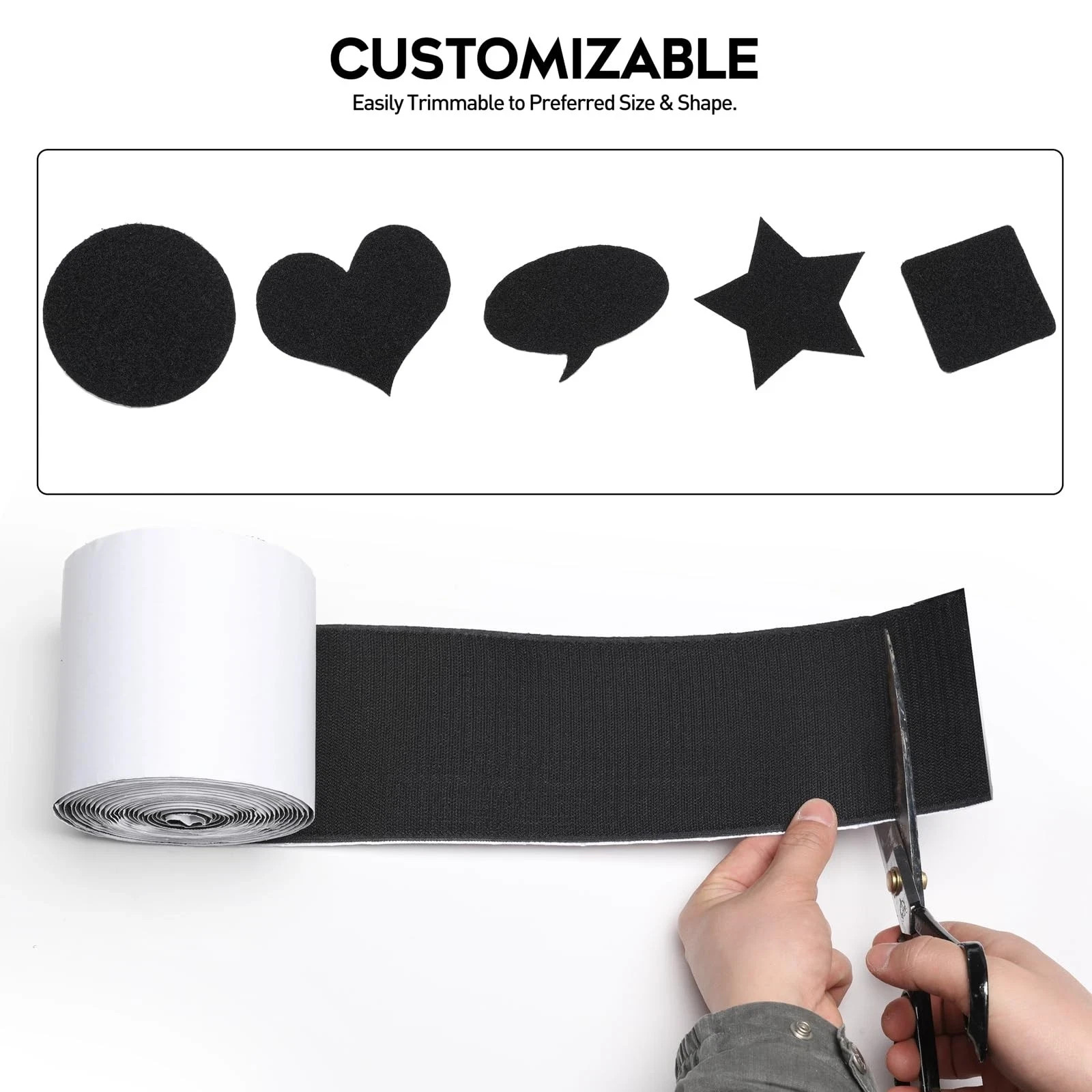 4.4Inch7Ft Large Hook and Loop Sheet Tape Adhesive Rug Grip Pads for Couch