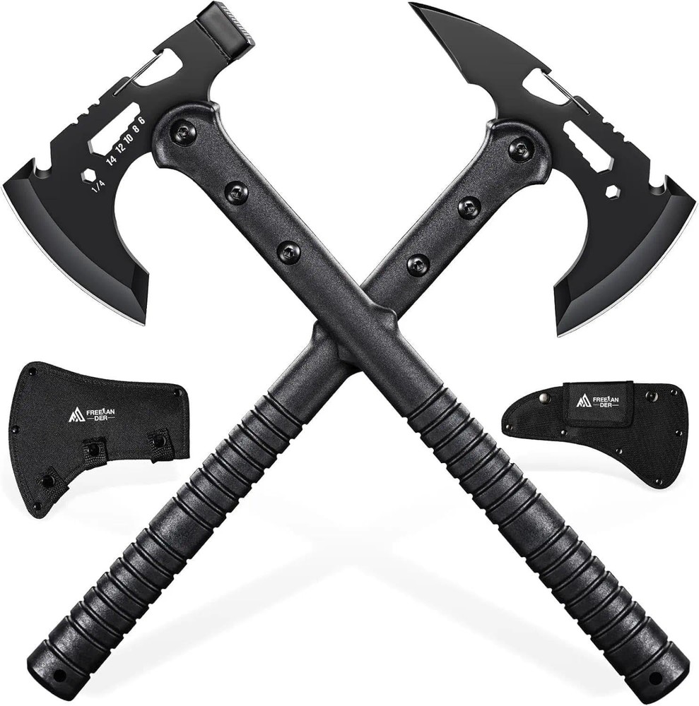 Tactical Axe 2 Pack Sharp Tomahawk W/ Sheath Portable Tomahawk W/ Clip & Bottle