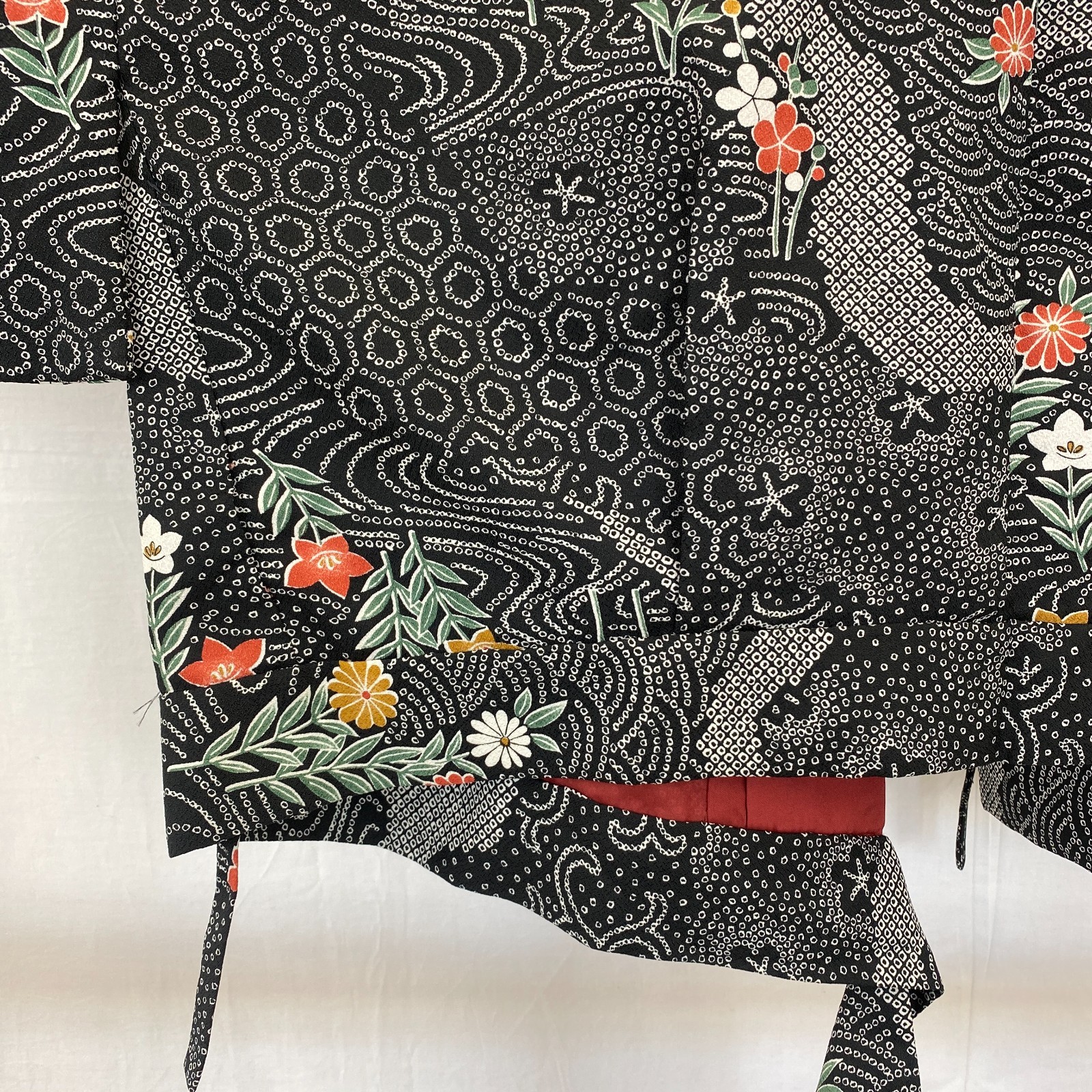 Japanese Vintage Kimono Haori Jacket Polyester Black Traditional Authentic