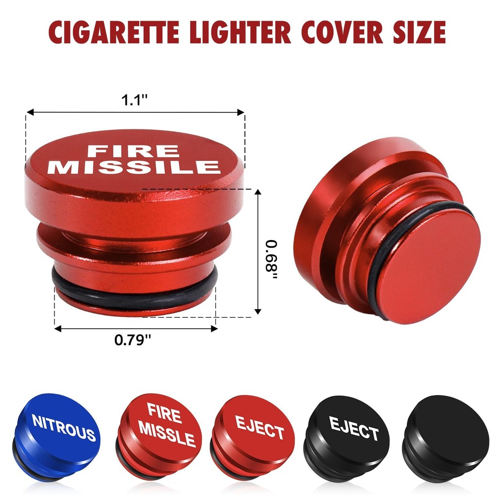 Cigarette Lighter Cover 3 Pcs, FIRE MISSILE EJECT NITROUS