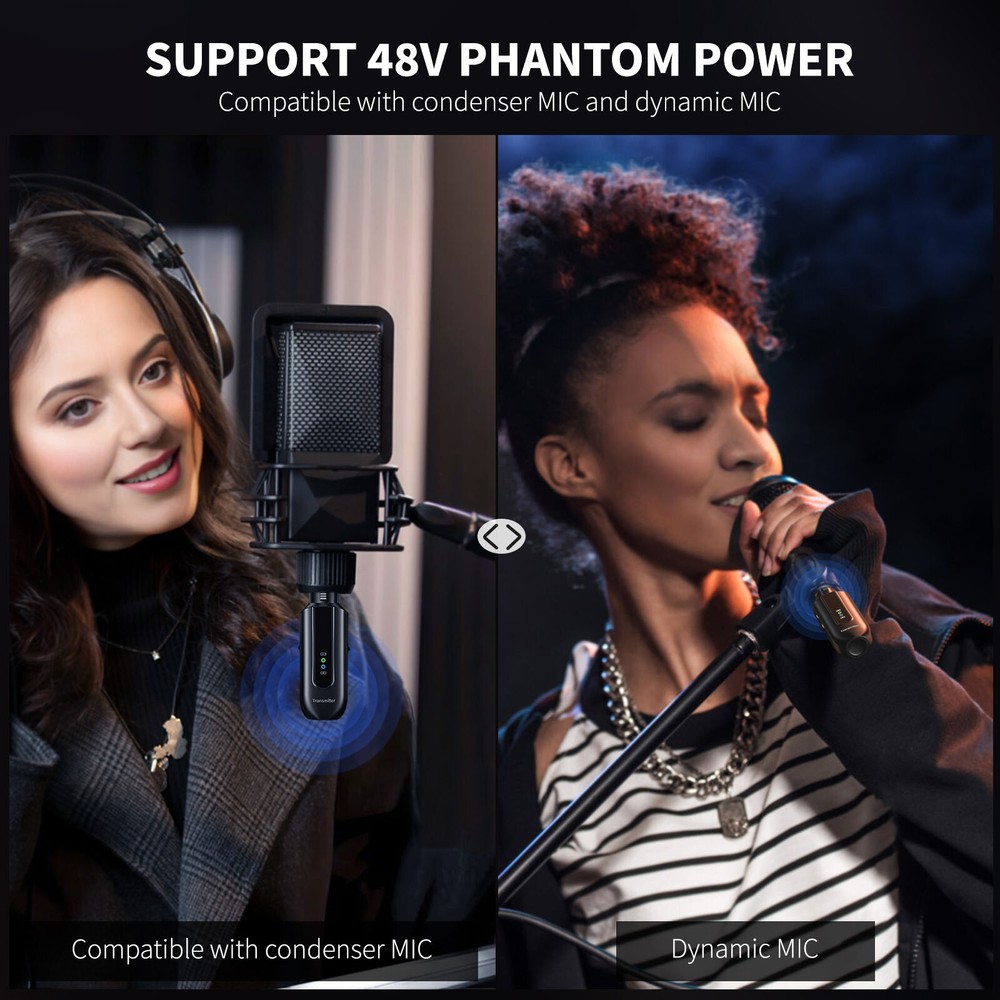 POGOLAB Rechargeable Wireless Microphone Transmitter Receiver 2.4Ghz XLR