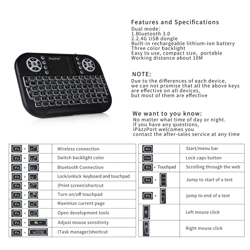 (Upgrade Mini Bluetooth Keyboard with Touchpad Mouse,Portable 2.4G Wireless K...