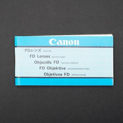 Canon FD Lenses Instructions