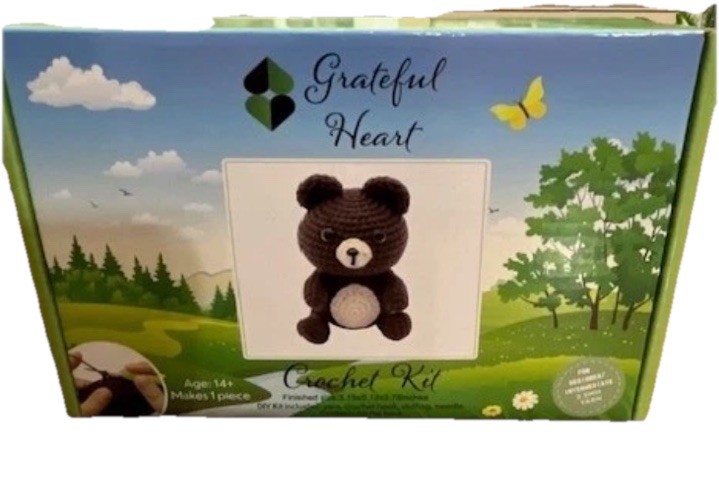 GRATEFUL HEART BEAR BEGINNER CROCHET KIT NEW