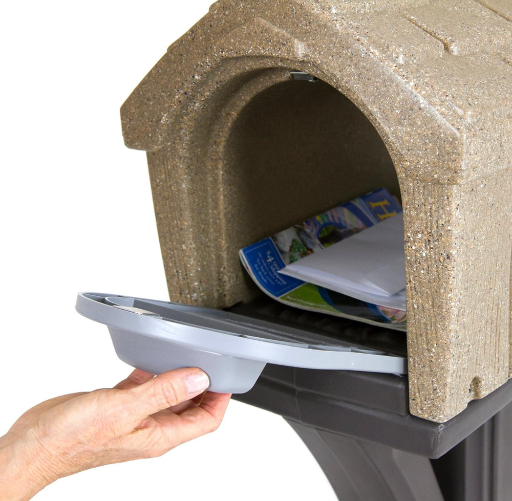 Unique Plastic Cabin Mailbox Post Faux Tree Branch/ Stump Base Front/ Back Door
