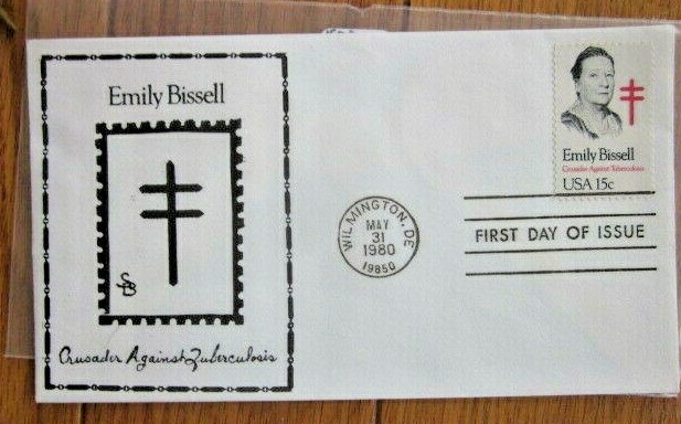 EMILY BISSELL CRUSADER AGAINST TUBERCULOSIS 1980 UNKNOWN CACHET FDC
