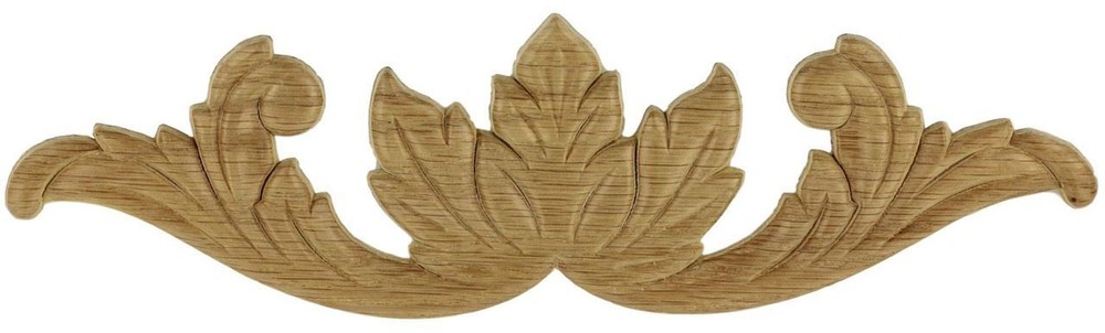 9" x 2-1/2" Oak Wood Leaf with Upturned Scroll Applique