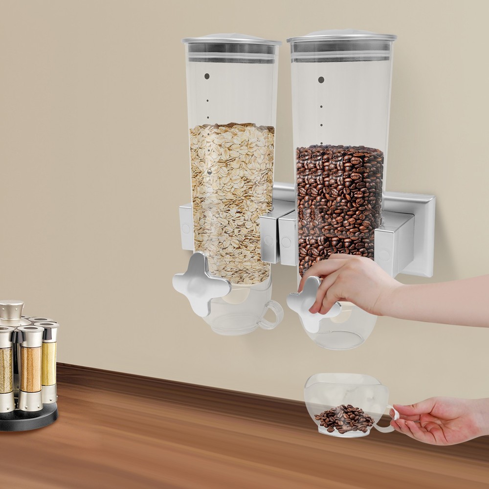 Wall-mounted Food Dispenser Column 3L/101oz Storage Container Silver