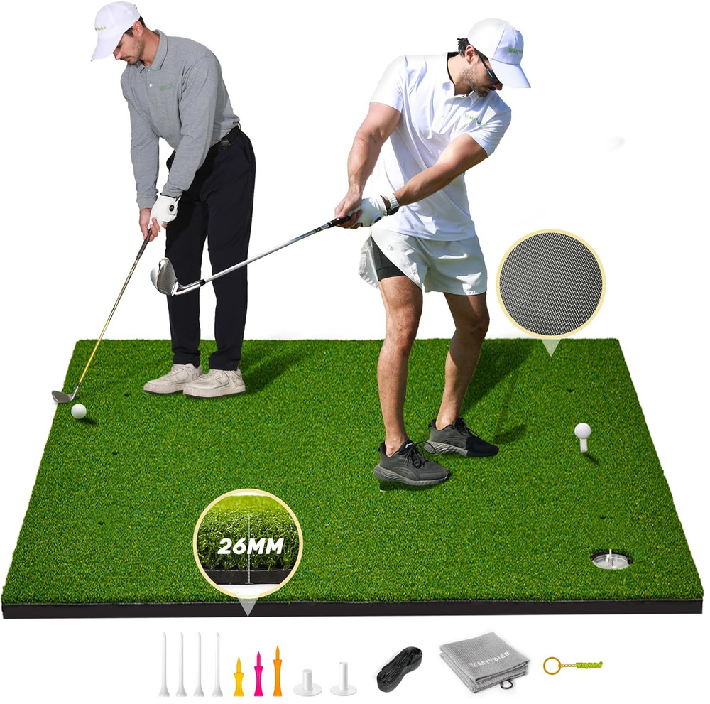 MyVoice Pro Thickened Golf Mat Set - 5x4ft, Non-Slip Base