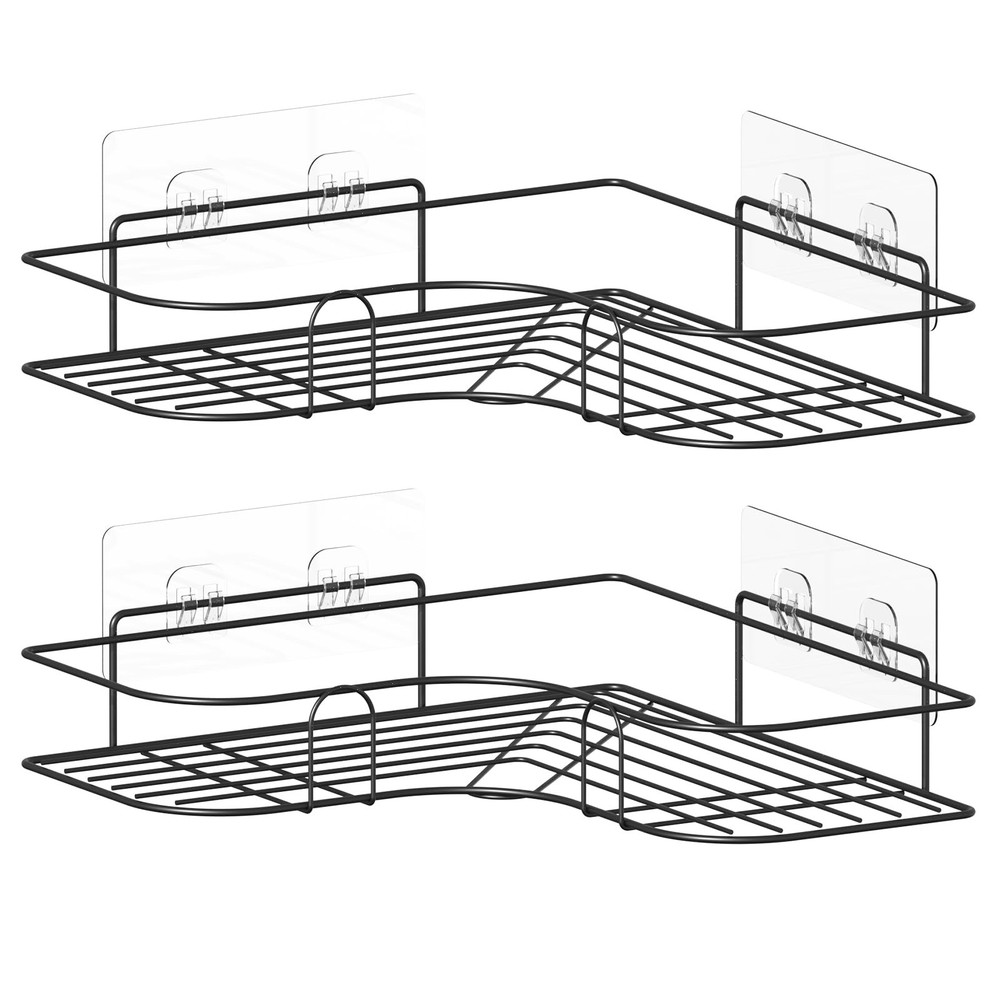 Moonlit Pond Corner Shower Caddy, 2 Pack Adhesive Black