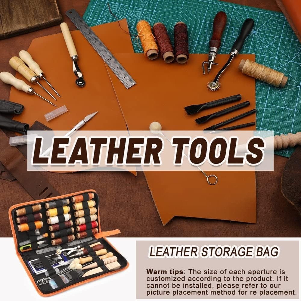 Practical Leather Tool Set for Crafting with Various Punch Sizes and Accessories