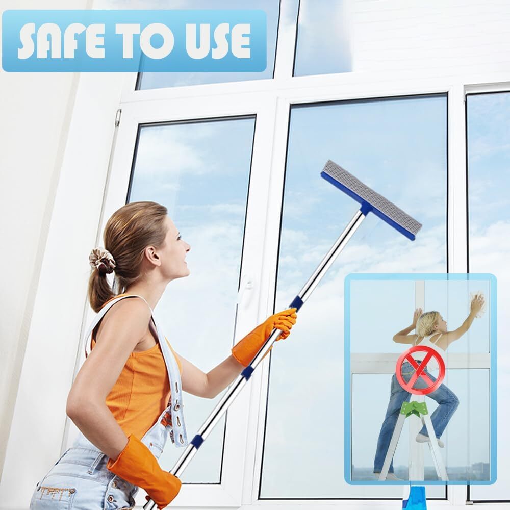 72 Window Squeegee for Window Cleaning - Long Handle Window Cleaner Tool with R