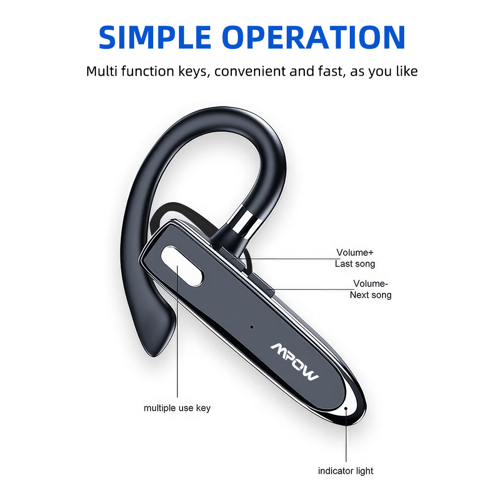 Mpow Wireless Bluetooth Headset Handsfree Waterproof Headphone Noise Cancelling