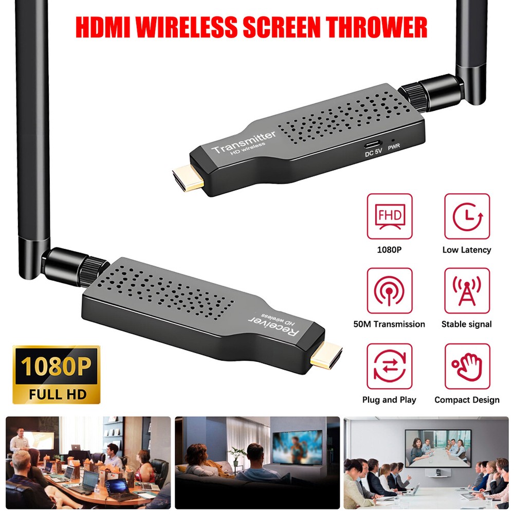 Wireless HDMI Transmitter & Receiver 1080P Audio Video Extender For PC TV Camera