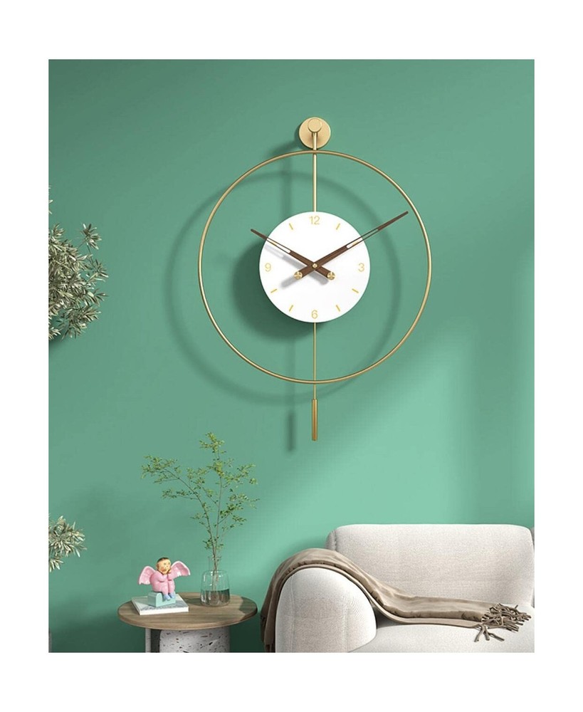 SHISEDECO Classical Large Pendulum Wall Clock, Decorative and Metal Frame, wi...