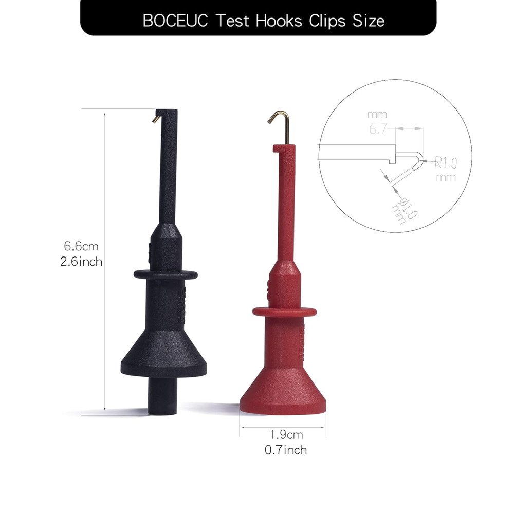 Test Hooks Clips, Multimeter Test Lead Kit Mini Test Hook Clip for 2Mm Plug Test